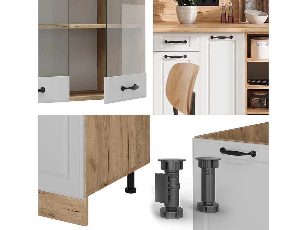 Cuisine blanc campagnard/chêne doré 240x60x81.6 r-line