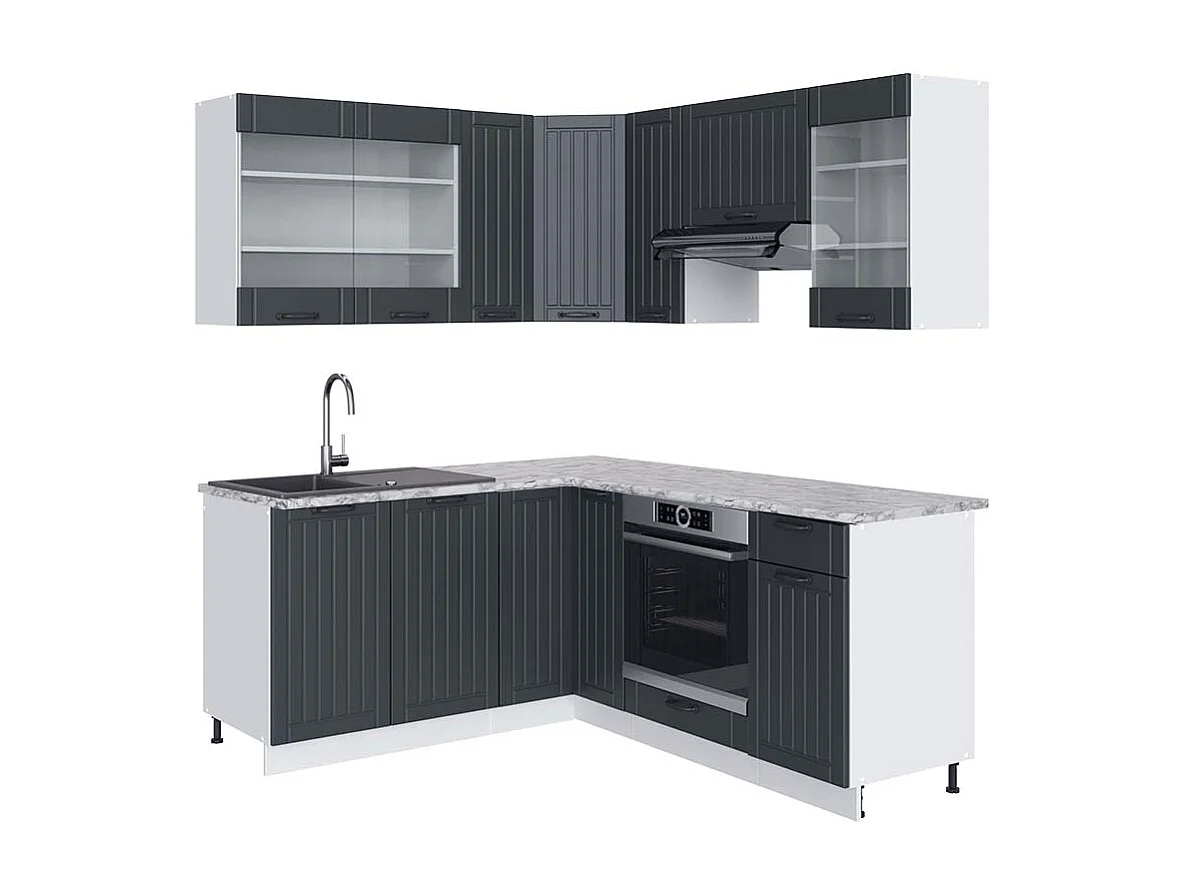 Eckküche anthrazit landhaus/weiß 190x60x81.6 fame-line