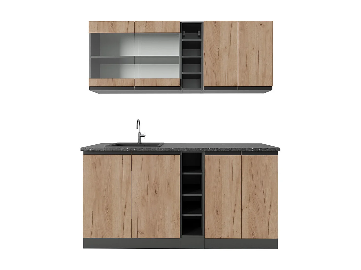 Cuisine chêne doré/anthracite 160x46x81.6 r-line