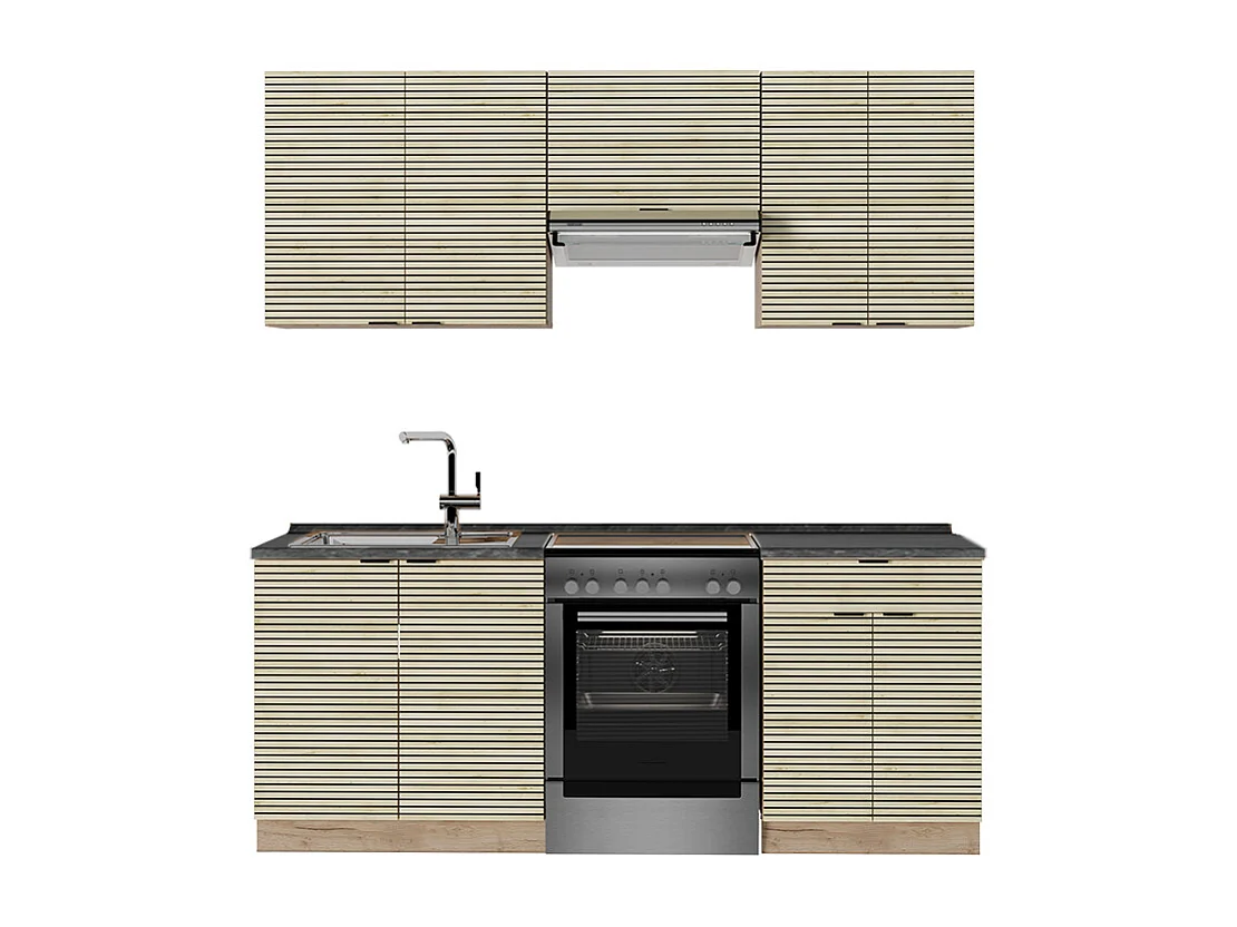 Cuisine chêne lambris/chêne doré 200x60x81.6 fame-line