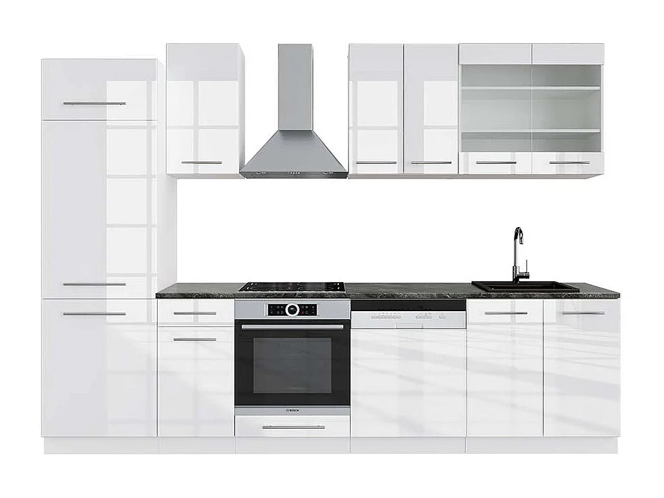 Cucina componibile bianco lucido/bianco 300x60x81.6 fame-line
