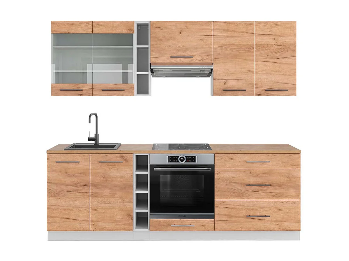 Mueble de cocina oro potencia roble/blanco 235x60x81.6 fame-line