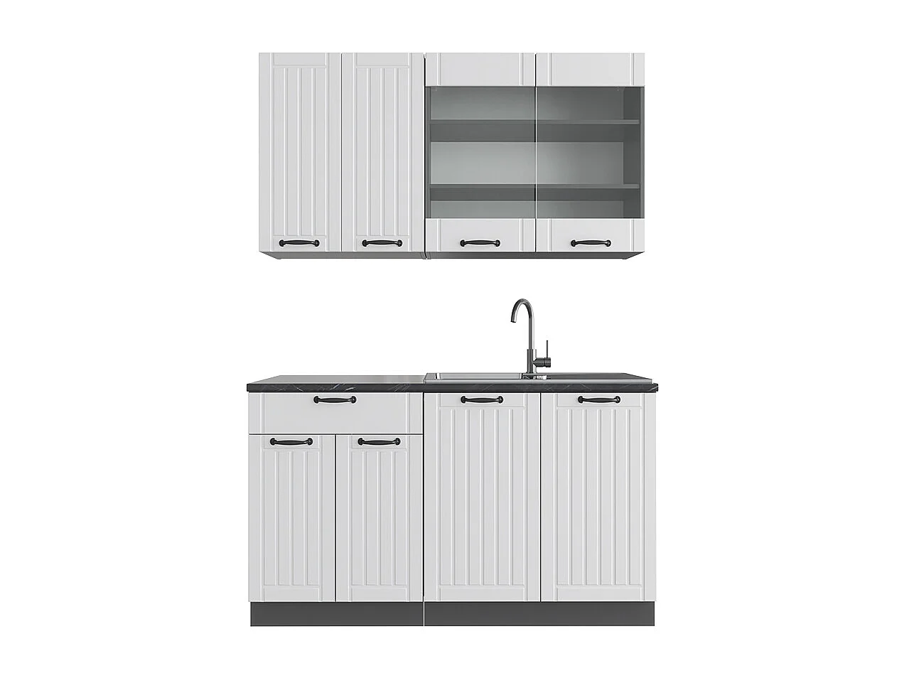 Cuisine blanc cottage/anthracite 140x46x81.6 fame-line