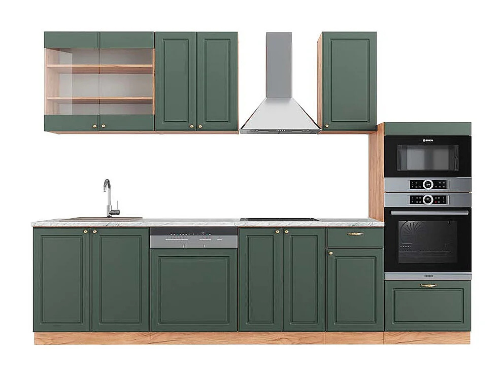 Cuisine chêne vert et or/chêne doré 300x60x81.6 fame-line