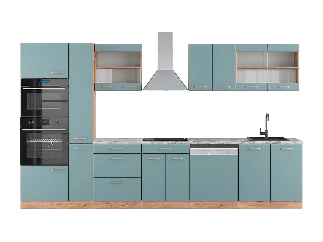 Cuisine bleu-gris/chêne doré 350x60x81.6 r-line