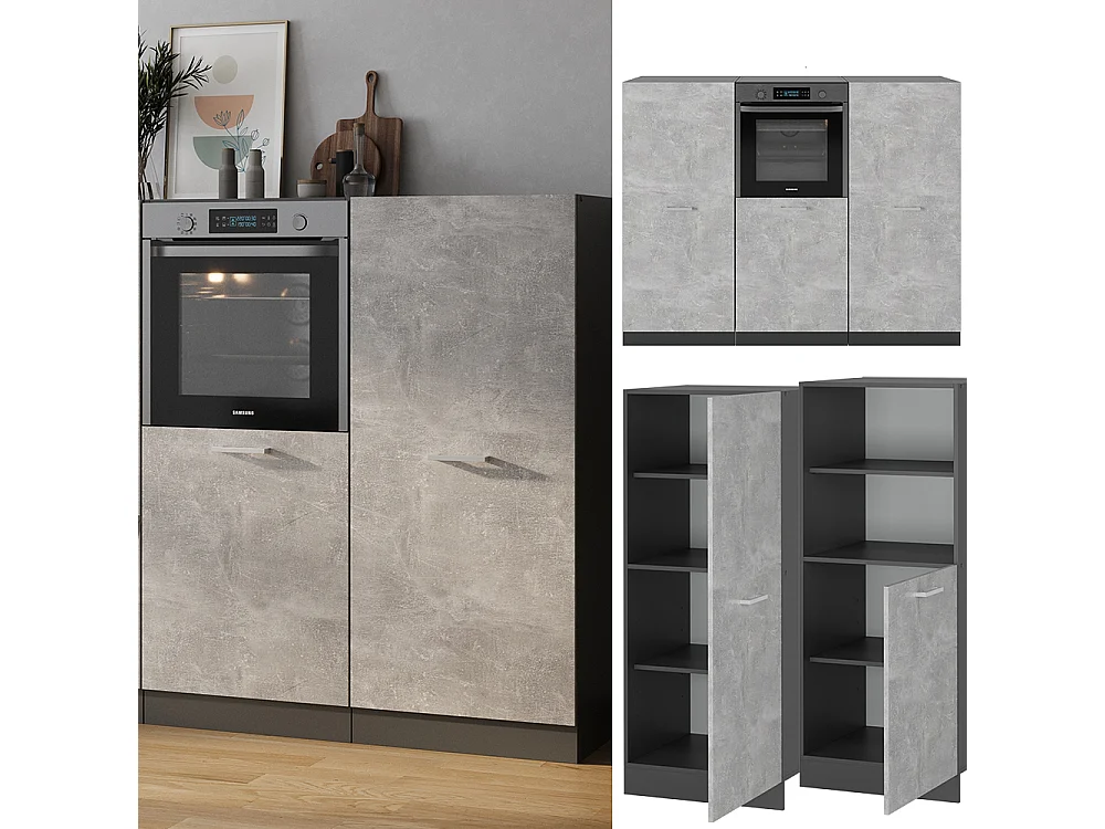 Küchenblock beton/anthrazit 180x46x81.6 r-line