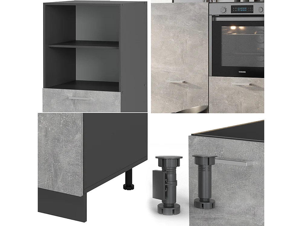 Küchenblock beton/anthrazit 180x46x81.6 r-line