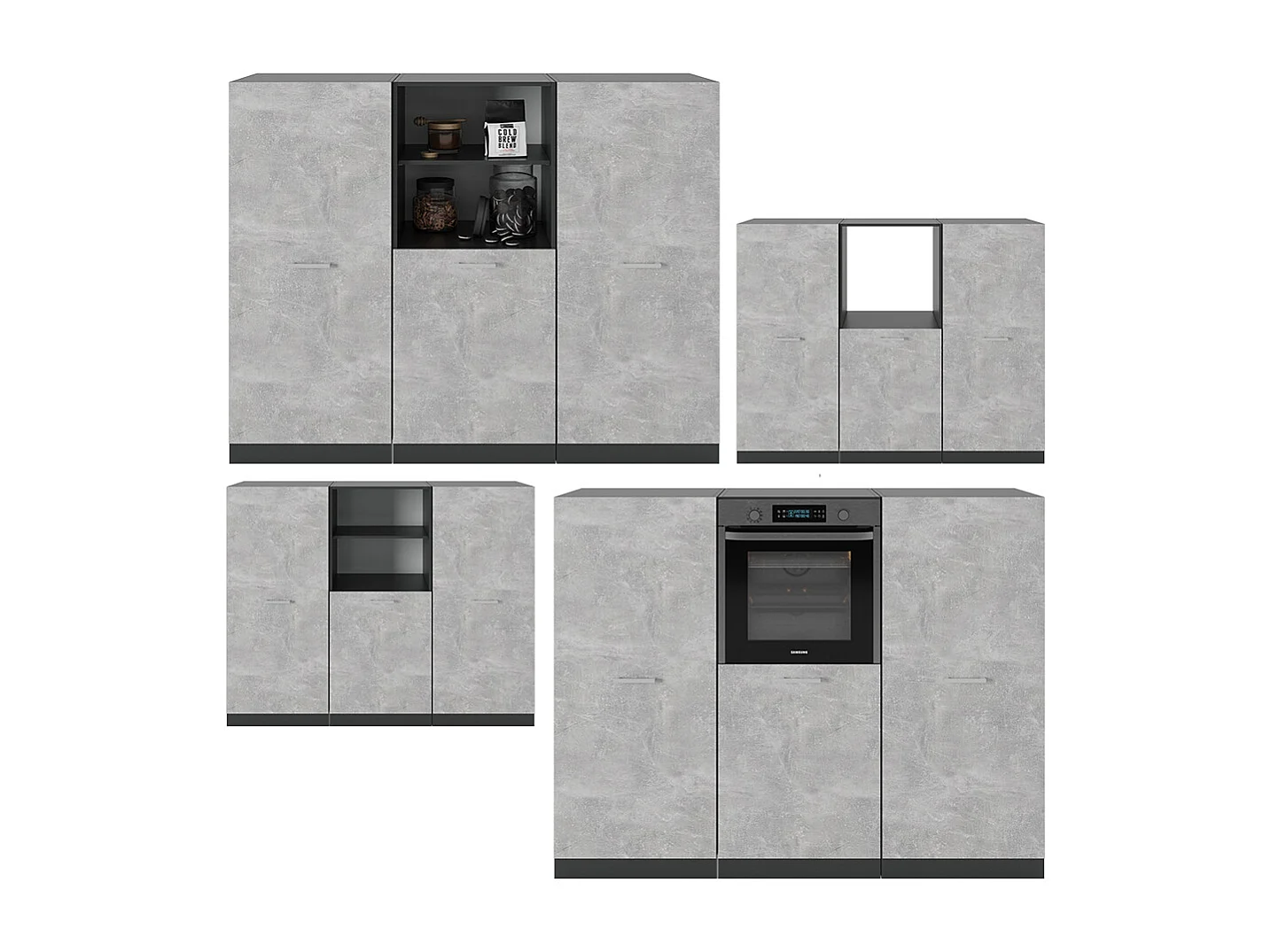 Küchenblock beton/anthrazit 180x46x81.6 r-line