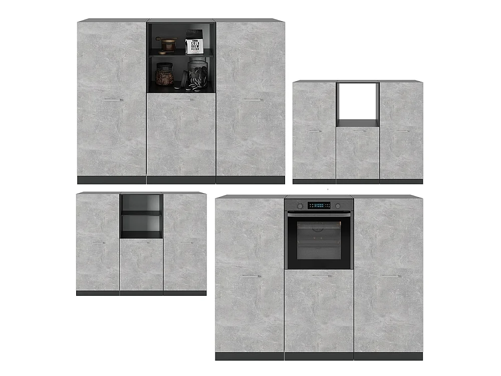 Bloco de cozinha concreto/antracite 180x46x81.6 r-line