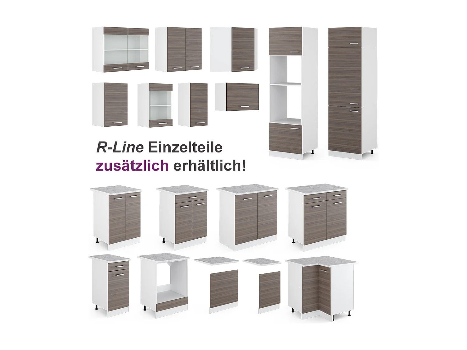 Cuisine dangle gris noble/blanc 190x60x81.6 rick