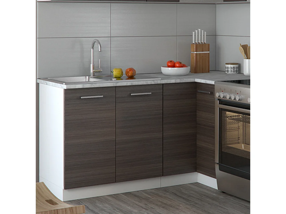 Cocina esquinera gris noble/blanco 187x60x81.6 r-line