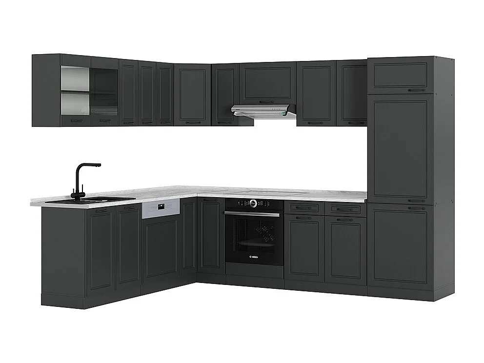 Cozinha de canto casa de campo antracite/antracite 287x60x81.6 r-line