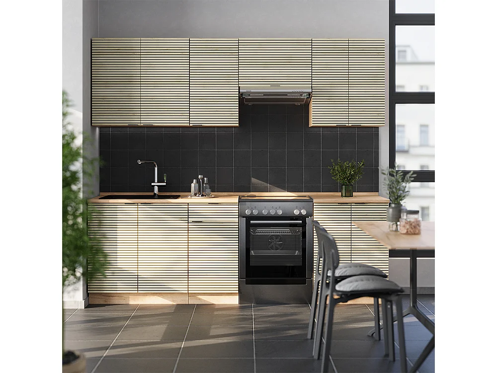 Mueble de cocina panel de roble/roble goldkraft 240x46x81.6 fame-line