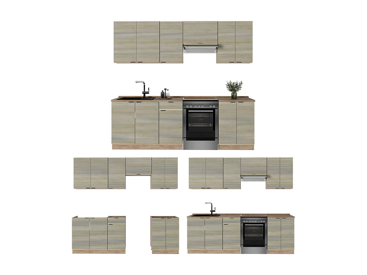 Mueble de cocina panel de roble/roble goldkraft 240x46x81.6 fame-line