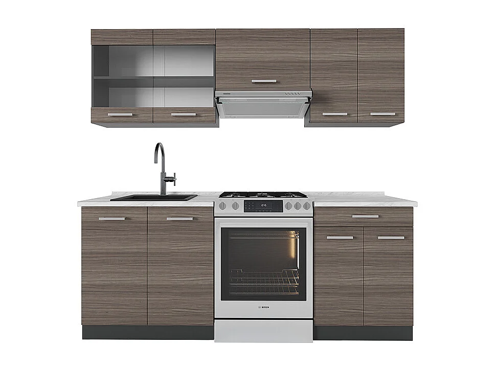 Küchenzeile edelgrau/anthrazit 200x60x81.6 r-line