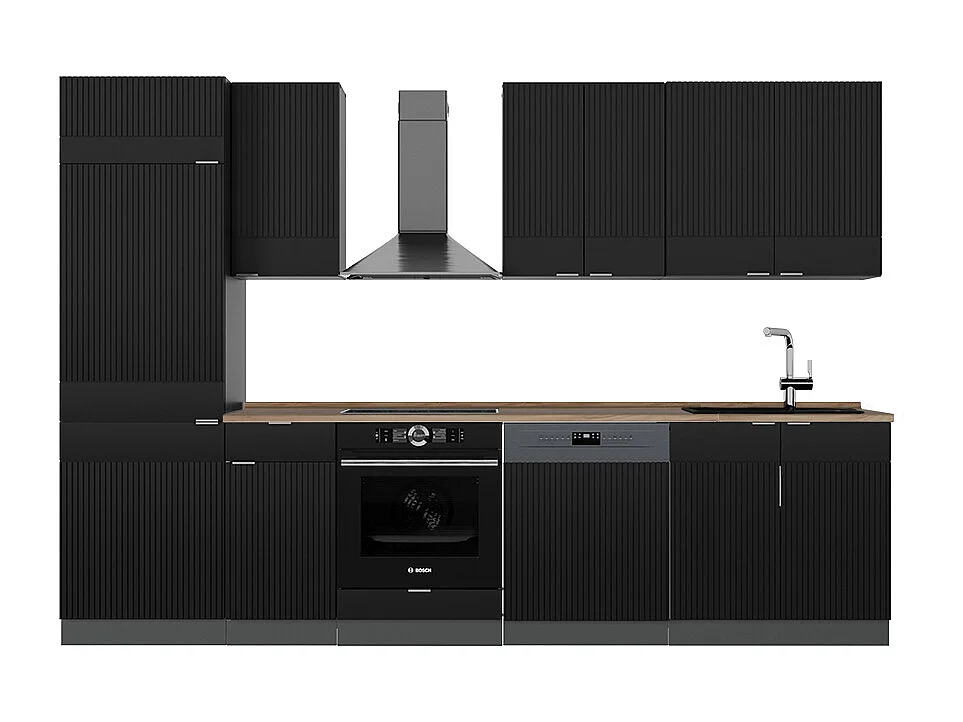 Cuisine noir rayé/anthracite 300x60x81.6 fame-line