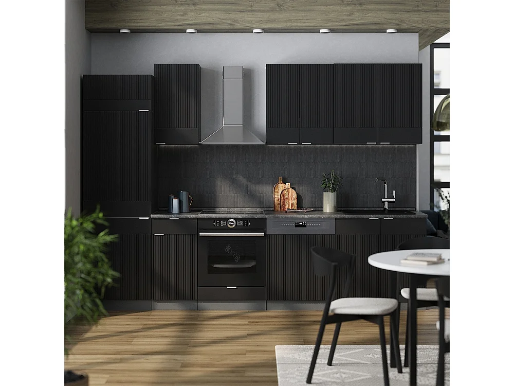 Mueble de cocina rayas negras/antracita 300x60x81.6 fame-line