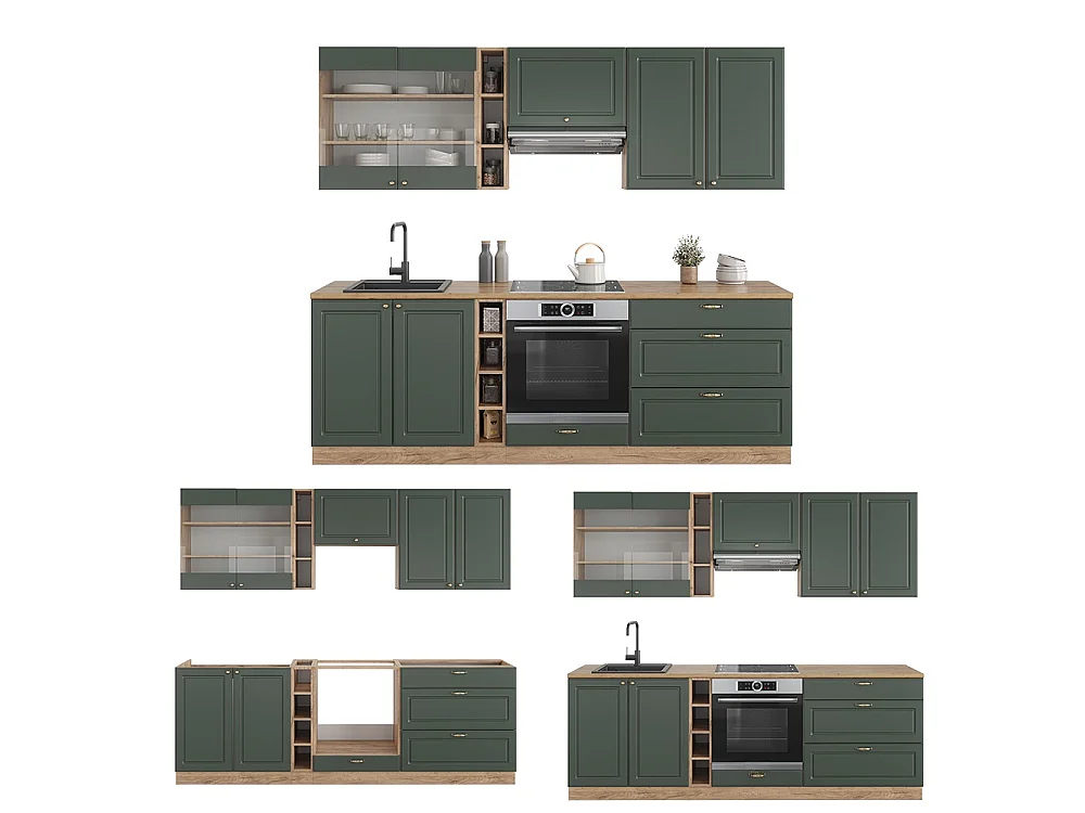 Mueble de cocina green-gold country/gold power roble 235x46x81.6 fame-line