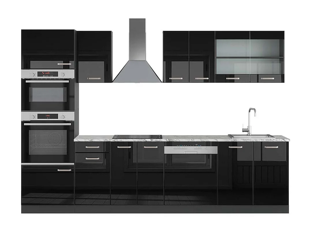 Cuisine noir brillant/anthracite 300x60x81.6 r-line