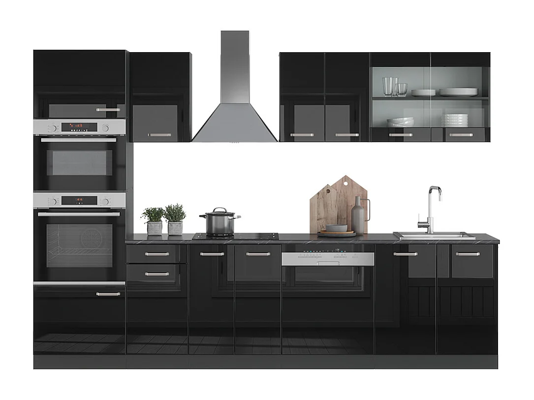 Cuisine noir brillant/anthracite 300x60x81.6 r-line