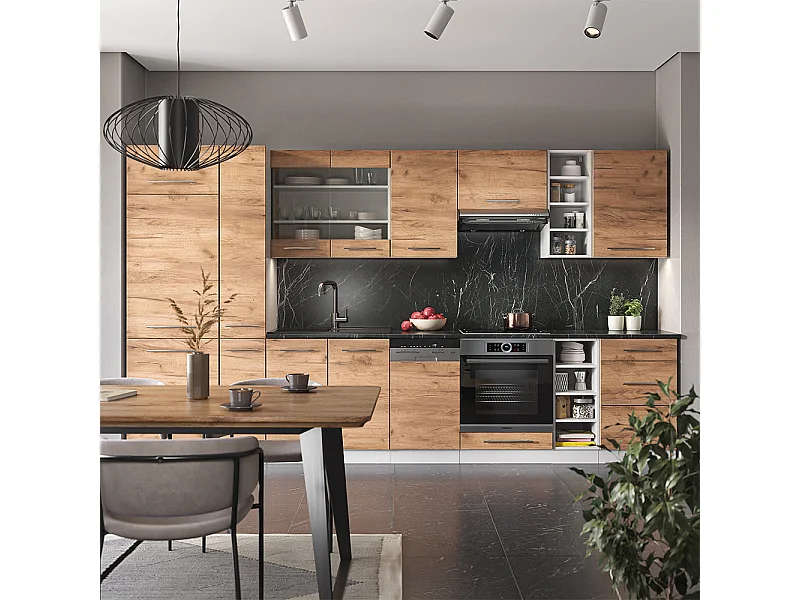 Mueble de cocina oro potencia roble/blanco 355x60x81.6 fame-line