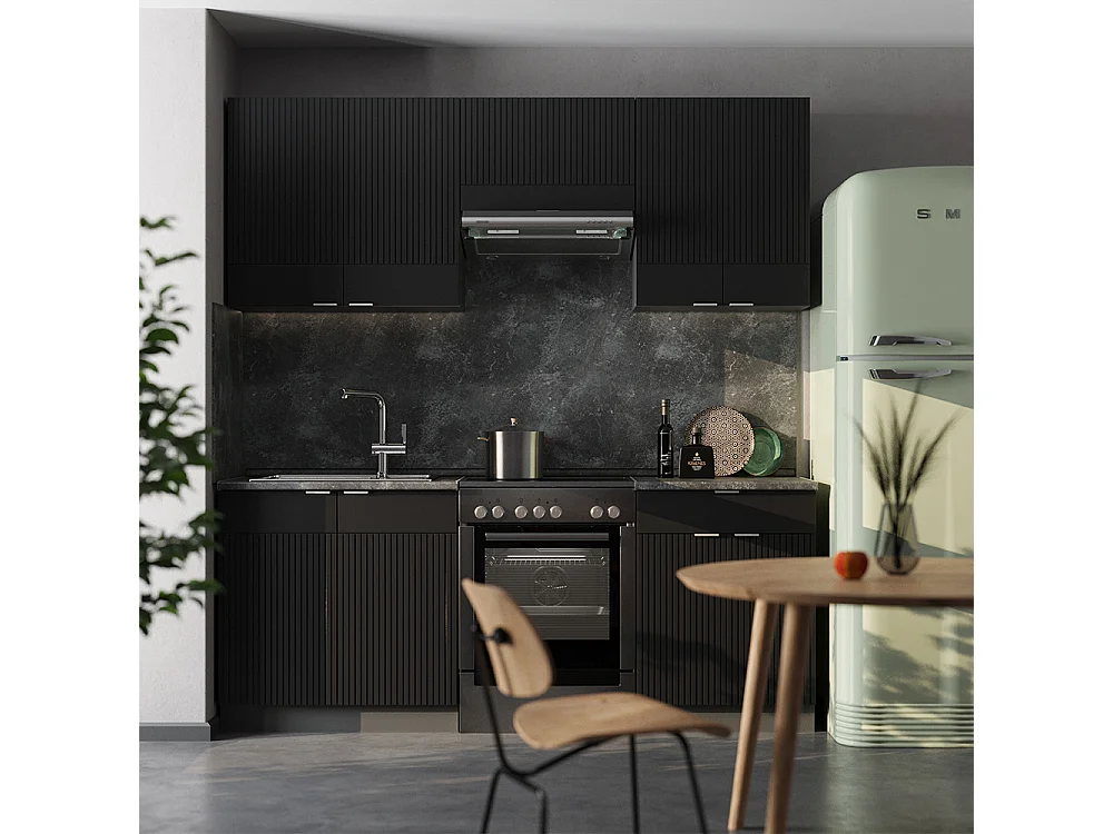 Cuisine noir rayé/anthracite 200x46x81.6 fame-line