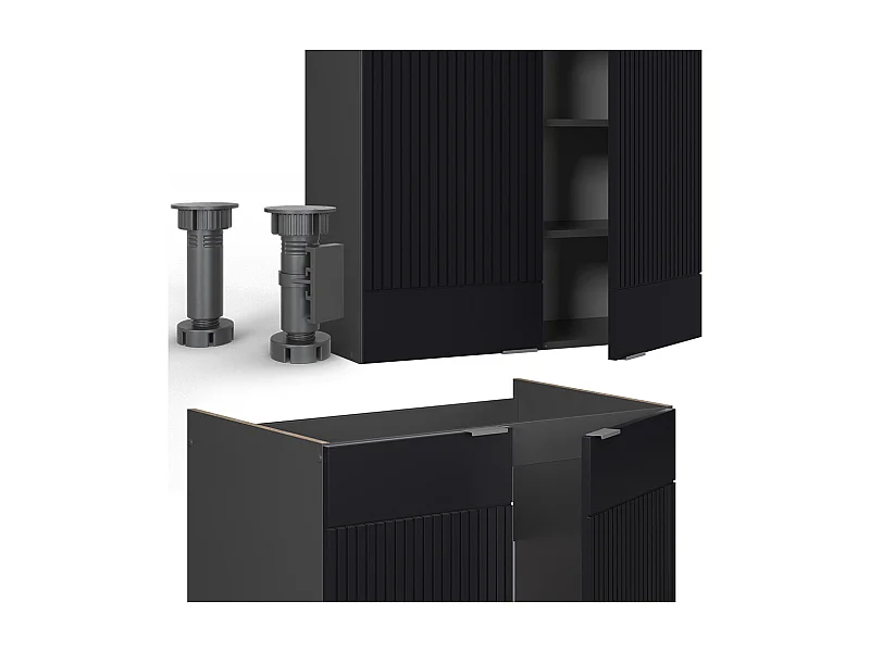 Aneks kuchenny czarny w paski/antracyt 200x46x81.6 fame-line