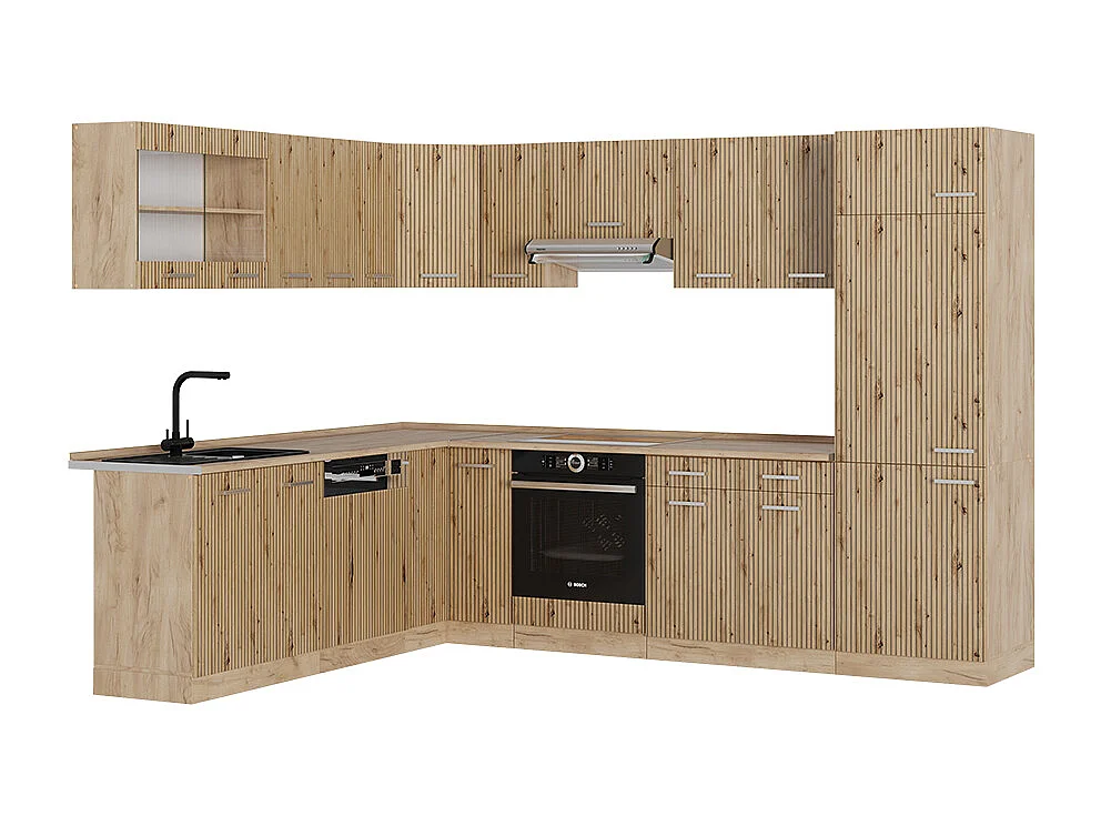 Cuisine en angle chêne artisan/chêne doré 287x60x81.6 r-line