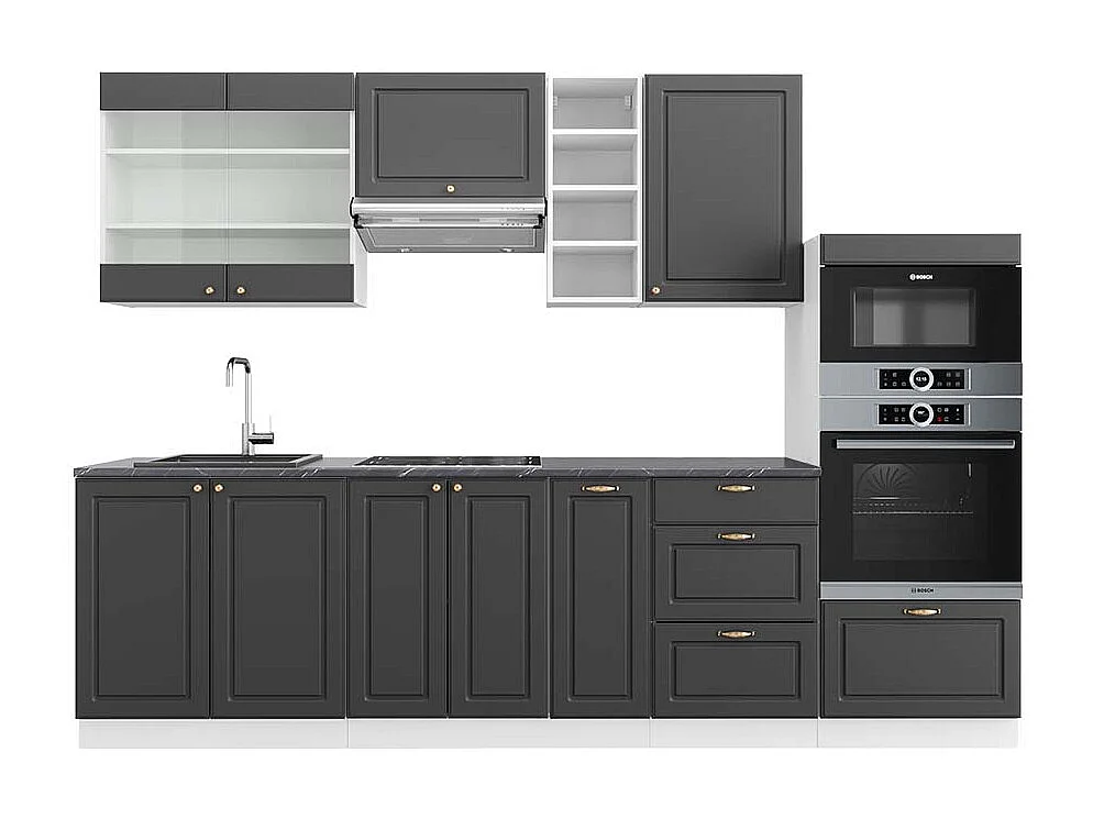 Mueble de cocina antracita-oro/blanco 280x60x81.6 fame-line