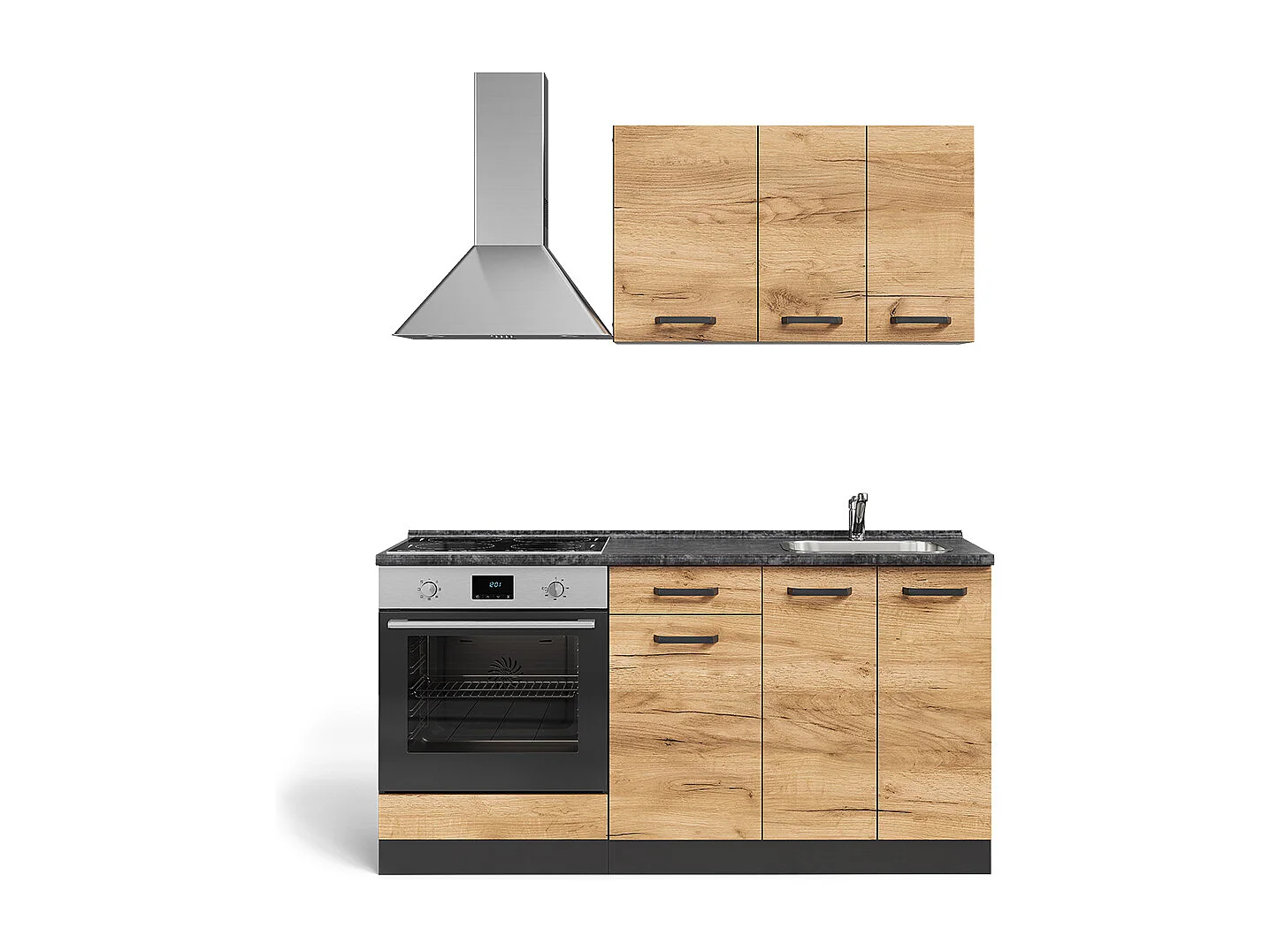 Cocina para solteros oro power roble/antracita 160x46x81.6 r-line