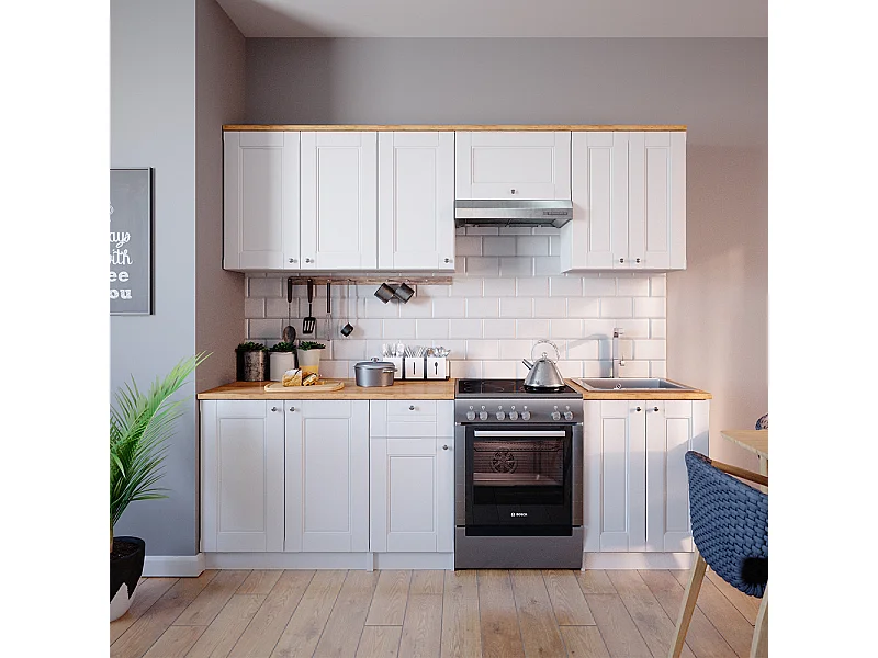 Ligne de cuisine blanc 240x60x81.6 bergamo