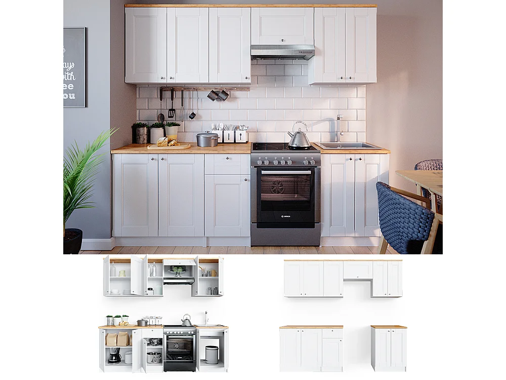 Szafka kuchenna biały 240x60x81.6 bergamo