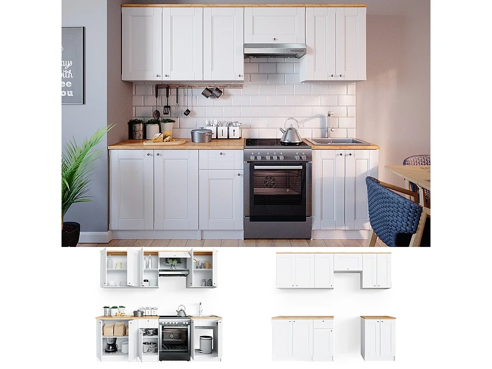 Ligne de cuisine blanc 240x60x81.6 bergamo