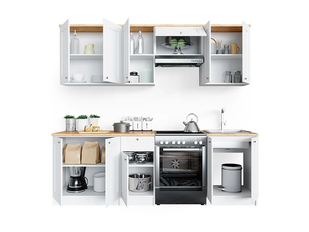 Ligne de cuisine blanc 240x60x81.6 bergamo