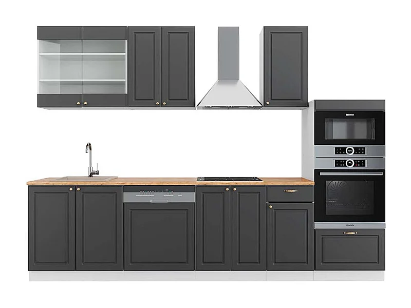 Mueble de cocina antracita-oro/blanco 300x60x81.6 fame-line