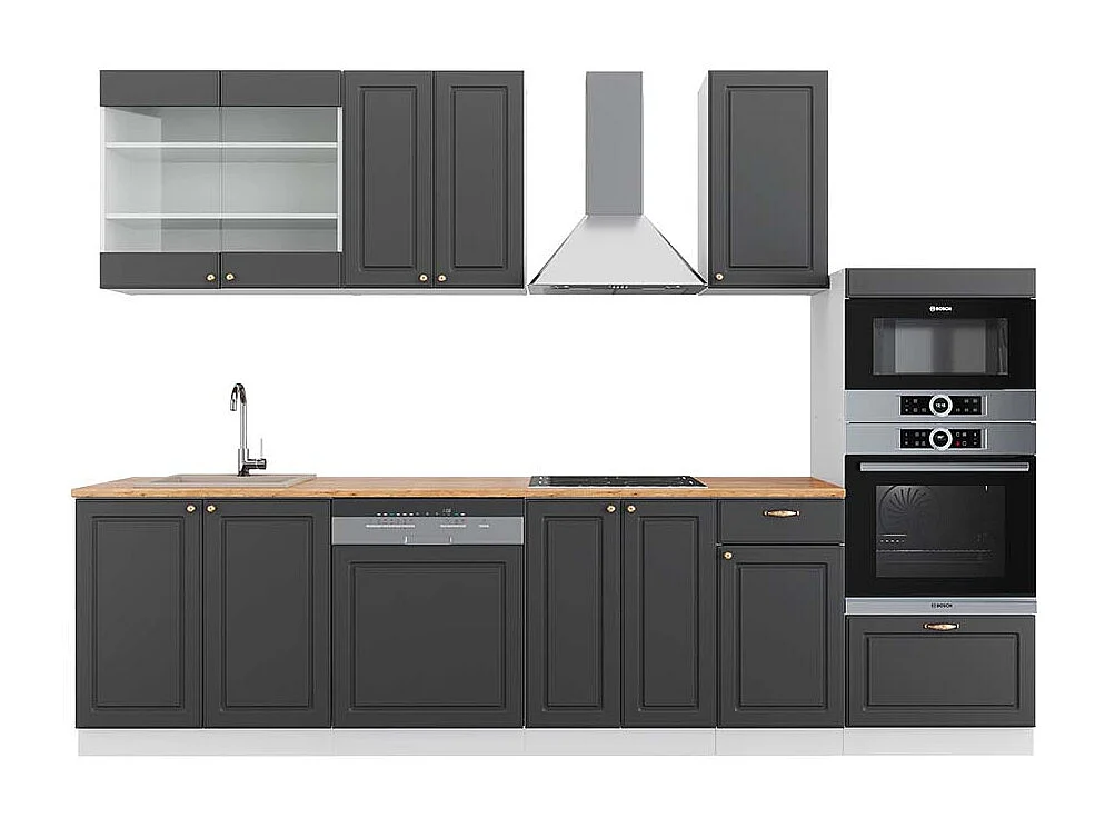 Mueble de cocina antracita-oro/blanco 300x60x81.6 fame-line