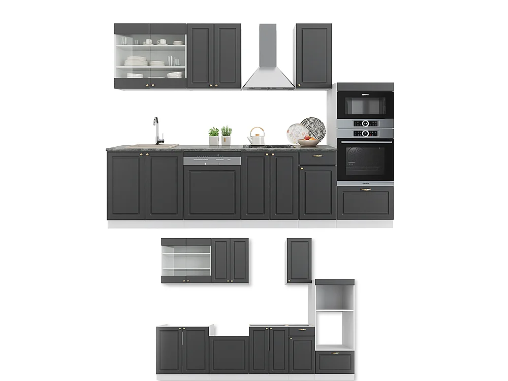 Cuisine anthracite-or/blanc 300x60x81.6 fame-line
