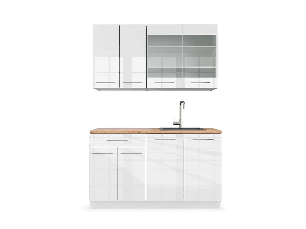 Singlekøkken hvid højglans/hvid 140x60x81.6 fame-line