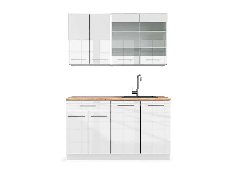 Singleküche weiß hochglanz/weiß 140x60x81.6 fame-line