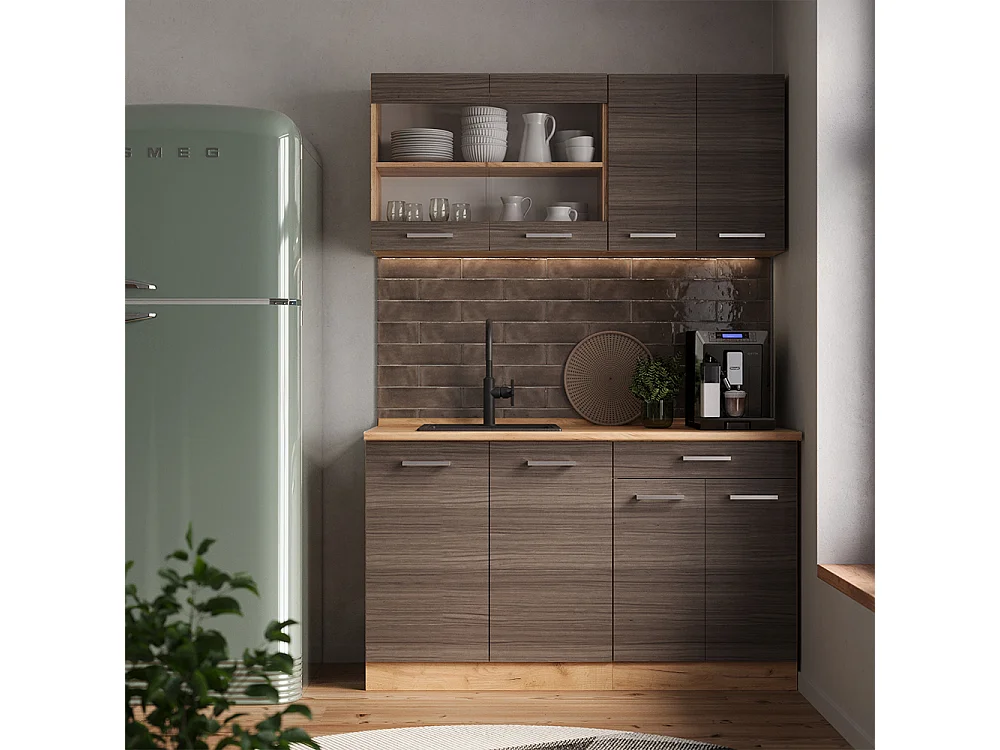 Cuisine gris noble/chêne doré 140x60x81.6 r-line