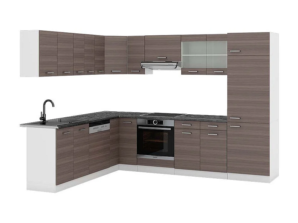 Eckküche edelgrau/weiß 287x60x81.6 r-line