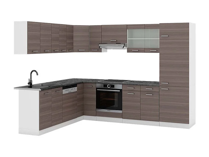 Eckküche edelgrau/weiß 287x60x81.6 r-line