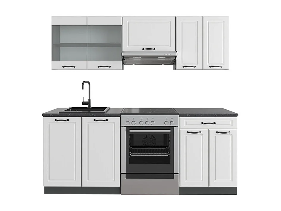 Complete keukeneenheid landhuis wit/antraciet 200x46x81.6 r-line