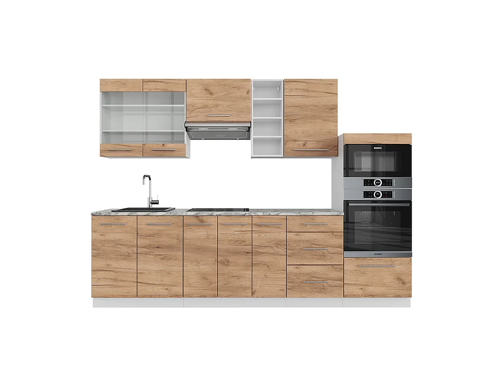 Cucina componibile Rovere dorato/bianco 280x60x81.6 fame-line