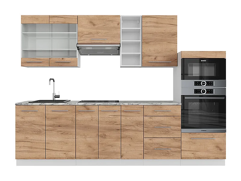 Complete keukeneenheid eik goud/wit 280x60x81.6 fame-line