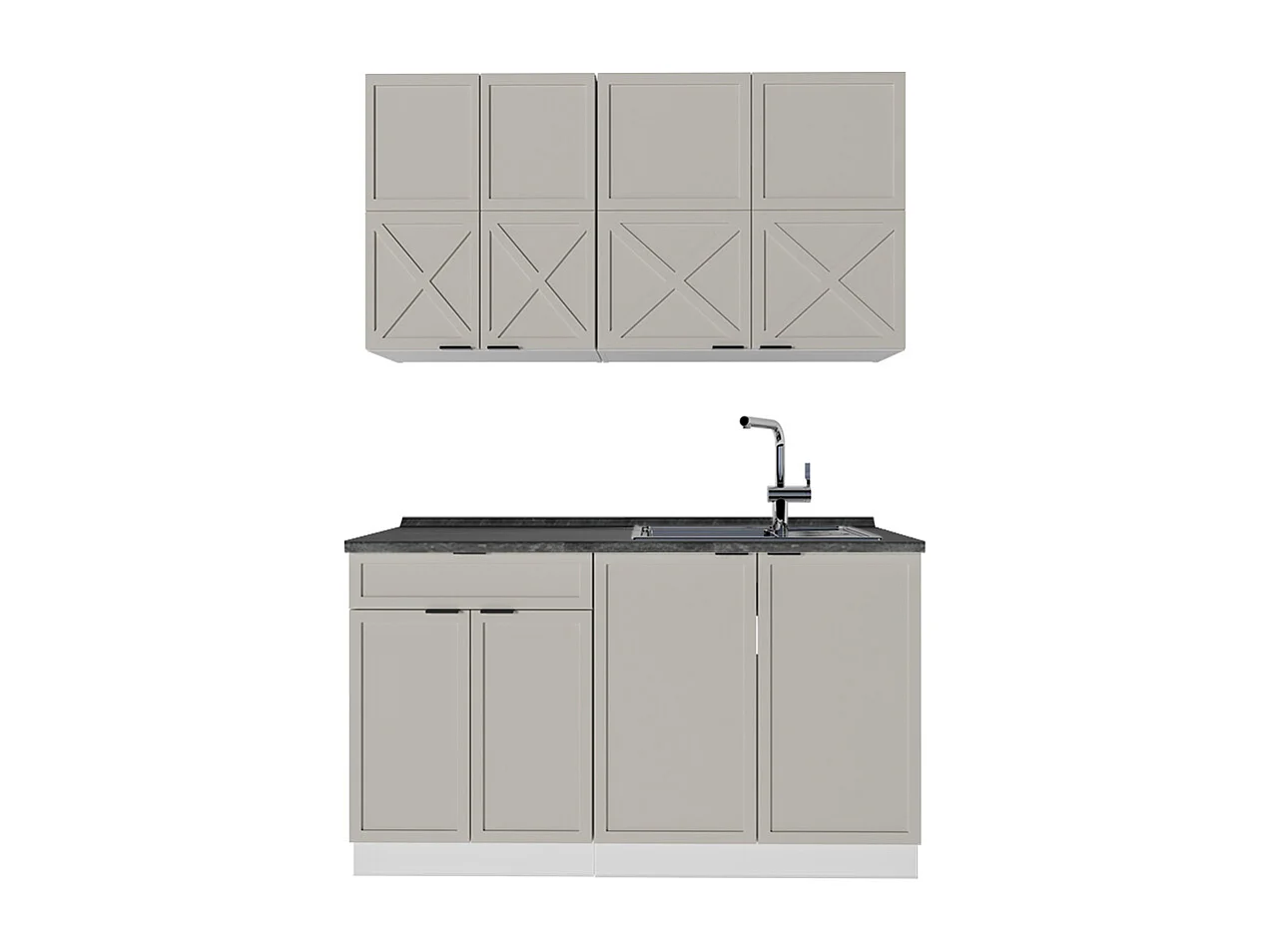 Cuisine grisbeige/blanc 140x60x81.6 fame-line