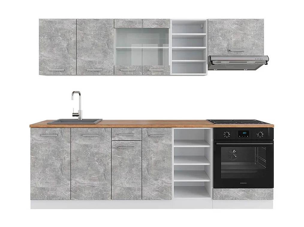 Cuisine béton/blanc 240x60x81.6 r-line