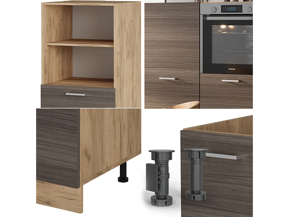 Küchenblock edelgrau/goldkraft eiche 180x46x81.6 r-line