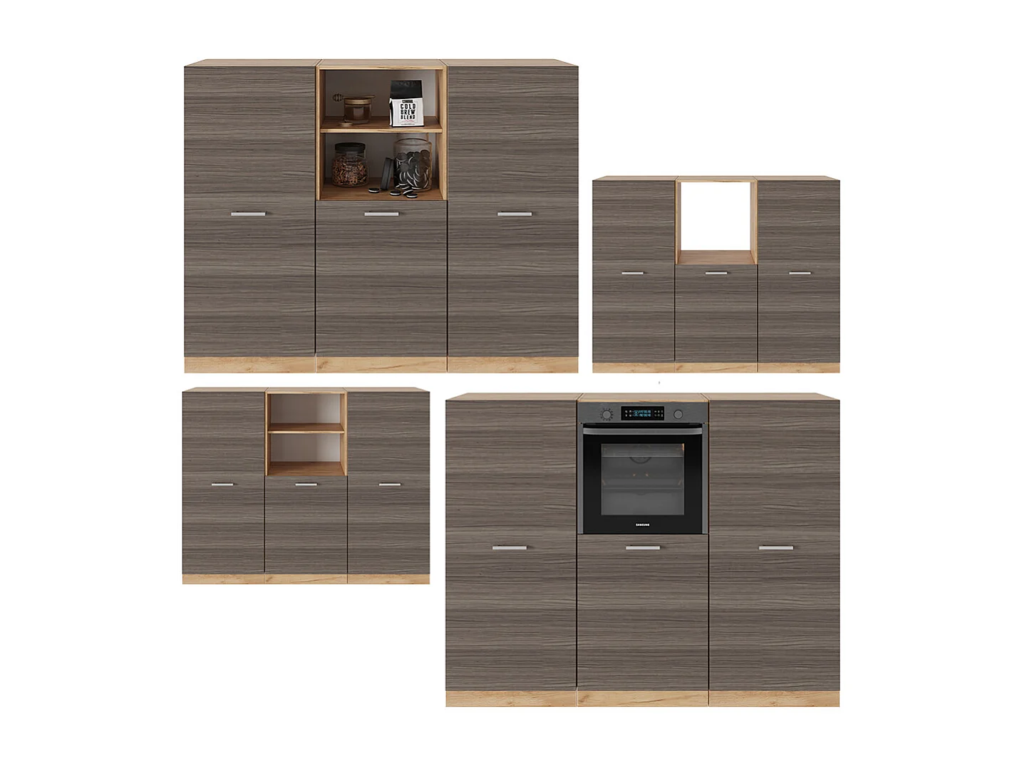 Küchenblock edelgrau/goldkraft eiche 180x46x81.6 r-line