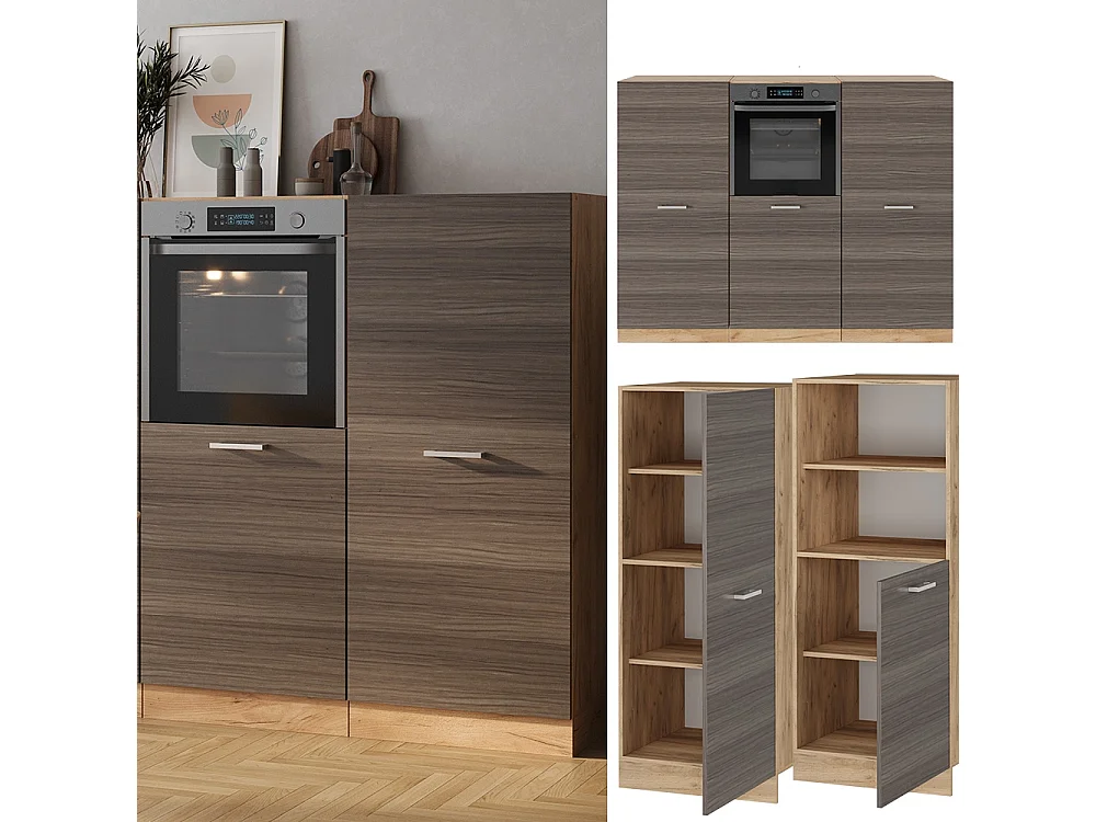 Bloc cuisine gris noble/chêne doré 180x46x81.6 r-line